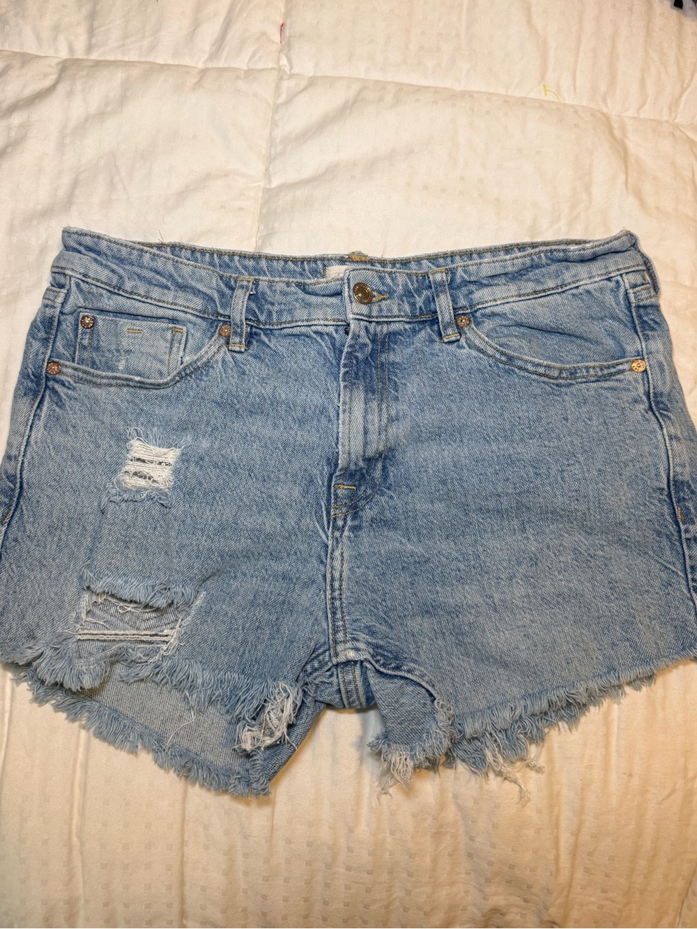 We The Free Light Blue Distressed Denim Cutoff Shorts